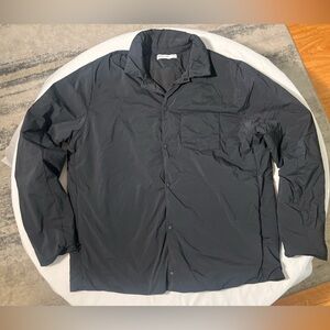 Hill City Thermal Light Shirt Jacket Mens Large L Black Snap Front Windbreaker